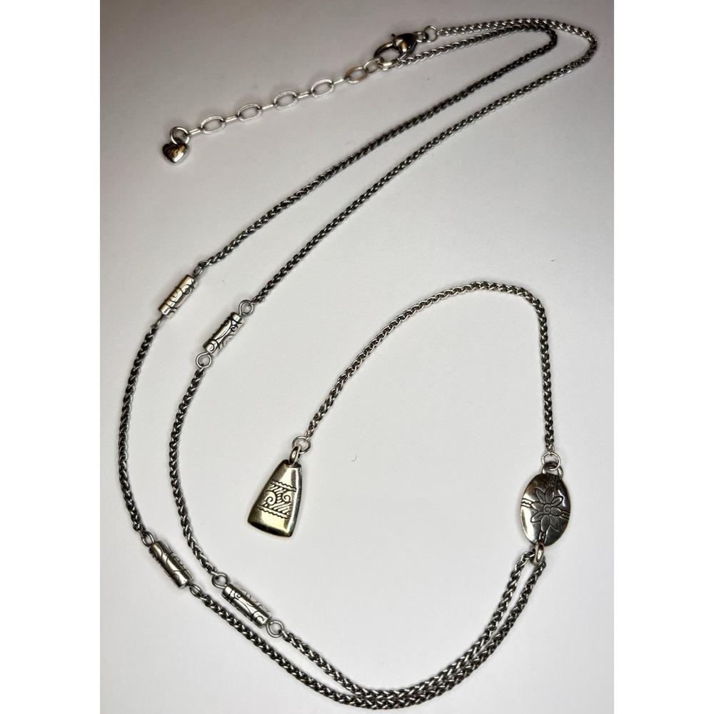Brighton MARRAKESH "Y" Necklace Long Scrolled Floral Oval Triangle 27"